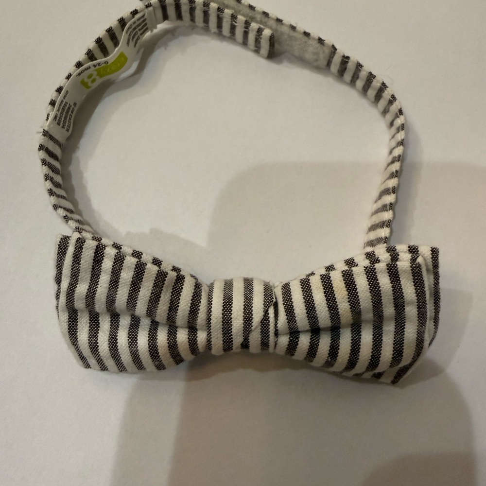 Crazy 8 Black and White Striped Kids Bow Tie